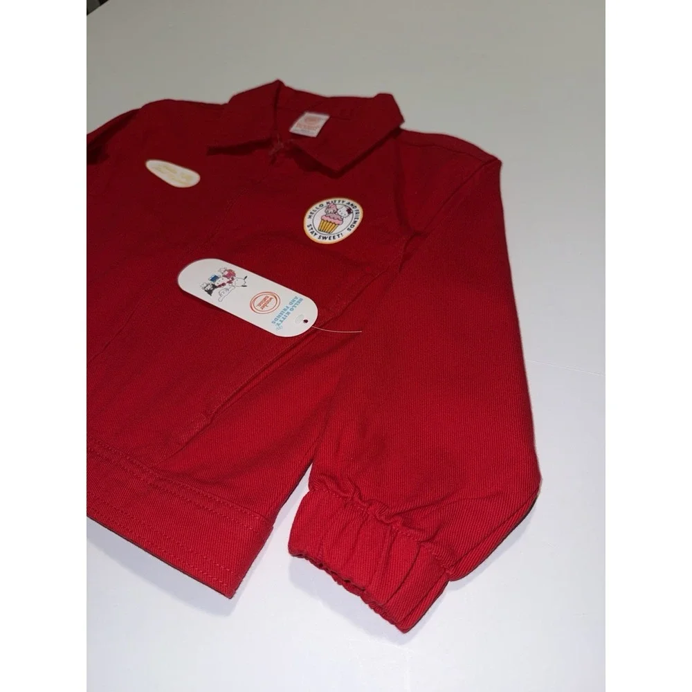 Hello Kitty & Friends Girl XS 4-5 Jacket Red Zip Kids Denim 100% Cotton Gift NWT
